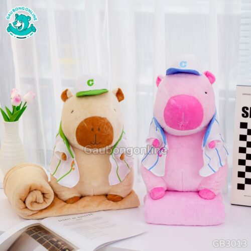 Gối Chăn Mền Capybara Mặc Áo