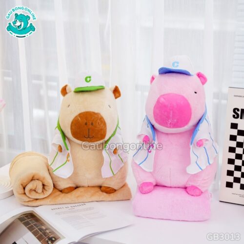 Gối Chăn Mền Capybara Mặc Áo