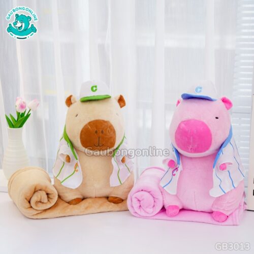Gối Chăn Mền Capybara Mặc Áo