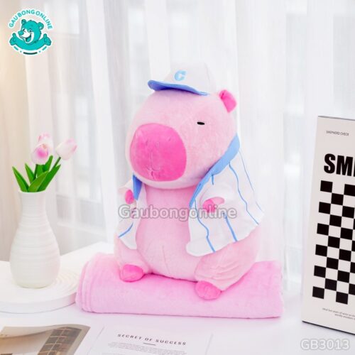 Gối Chăn Mền Capybara Mặc Áo