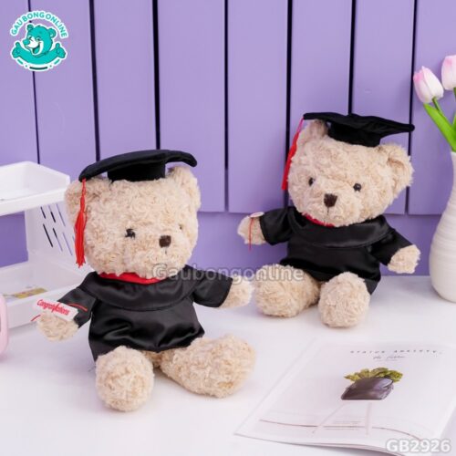 Gấu Bông Head Lông Xoắn Áo Lụa Tốt Nghiệp làm đồ trang trí xinh xắn