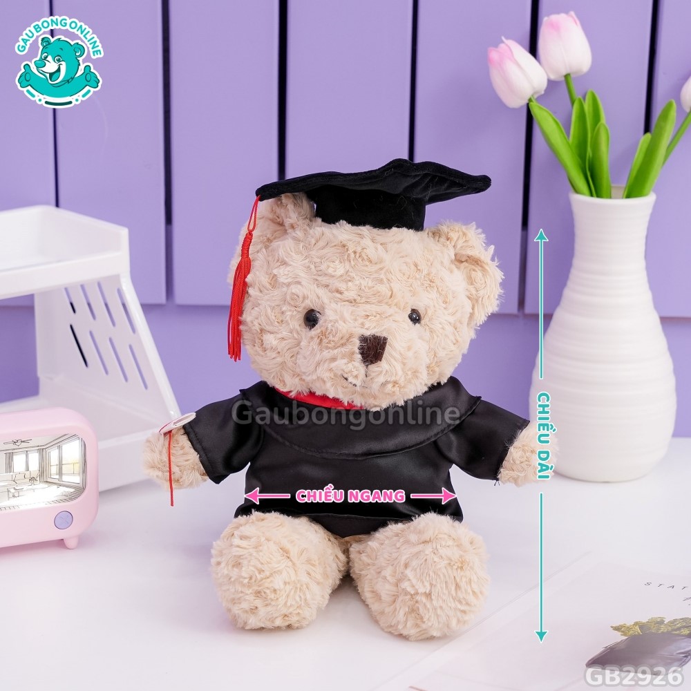 Cách đo kích thước của Gấu Bông Head Lông Xoắn Áo Lụa Tốt Nghiệp