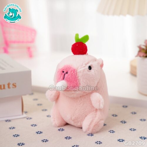 Móc Khóa Chuột Capybara Thổi Bóng – Đội Dâu