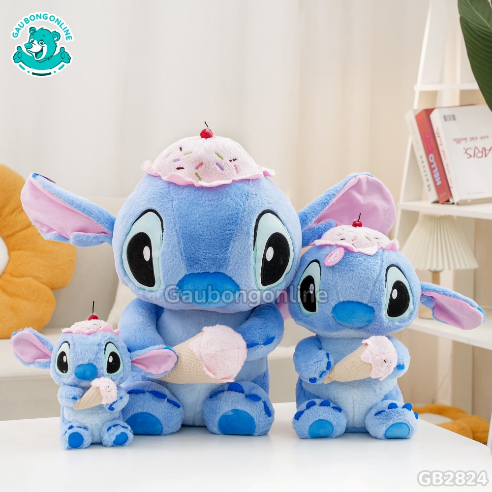 Stitch Ngồi Đội Mũ Ôm Kem