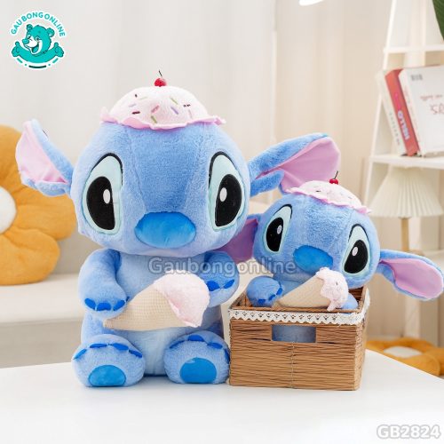 Stitch Ngồi Đội Mũ Ôm Kem