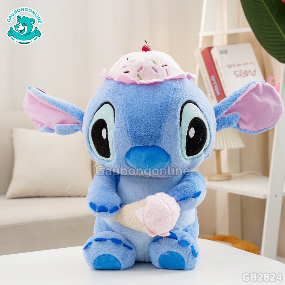 Stitch Ngồi Đội Mũ Ôm Kem