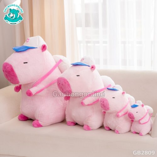 Chuột Capybara Hồng Đeo Bóng căng bông, rất êm khi ôm
