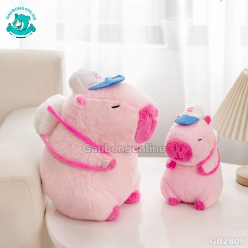 Chuột Capybara Hồng Đeo Bóng làm đồ trang trí xinh xắn