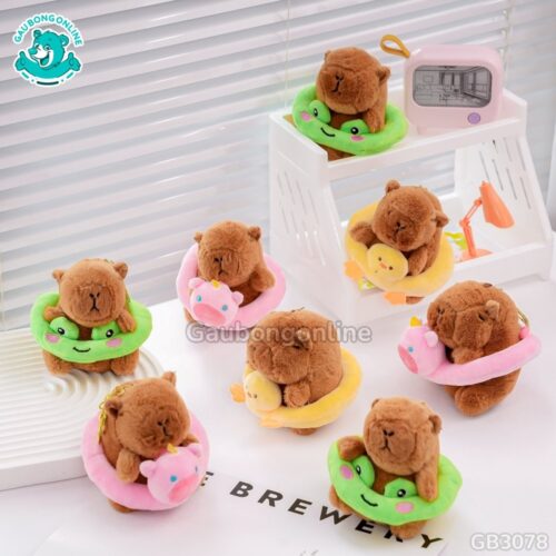 Móc Khóa Chuột Capybara Đeo Phao làm đồ trang trí để bàn siêu xinh