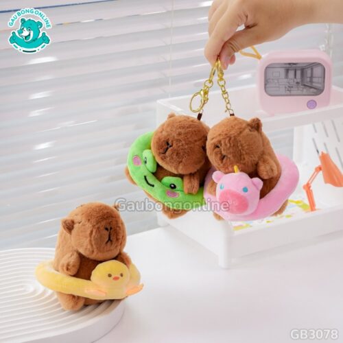 Móc Khóa Chuột Capybara Đeo Phao treo balo xinh xắn
