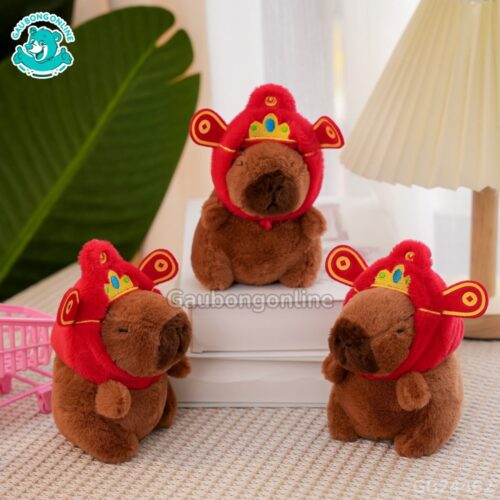 Móc Khóa Chuột Capybara Đội Mũ Thần Tài
