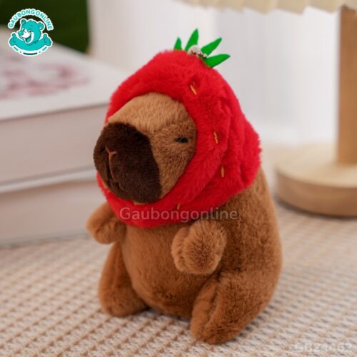 Móc Khóa Chuột Capybara Đội Quả Dâu