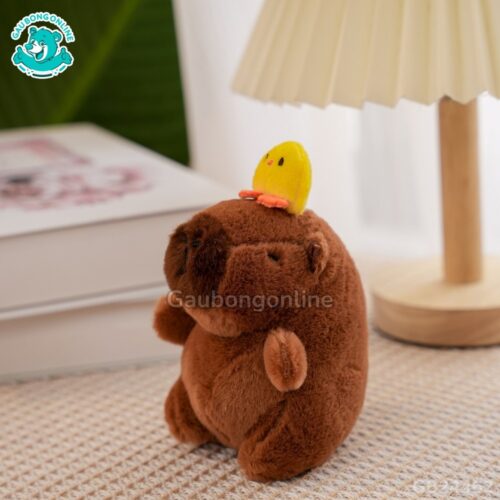 Móc Khóa Chuột Capybara Đội Mũ Gà