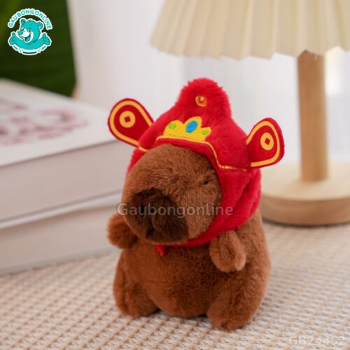 Móc Khóa Chuột Capybara Đội Mũ Thần Tài