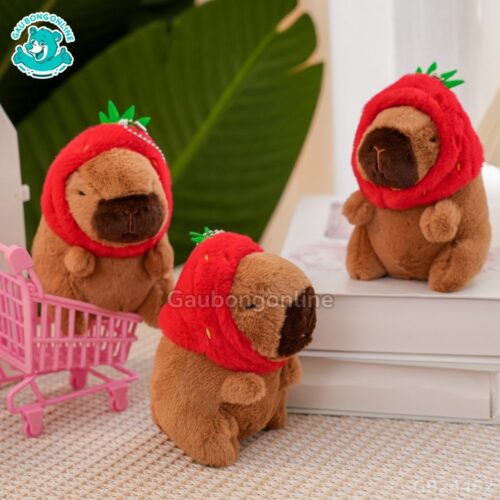 Móc Khóa Chuột Capybara Đội Quả Dâu