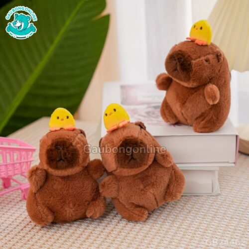 Móc Khóa Chuột Capybara Đội Mũ Gà