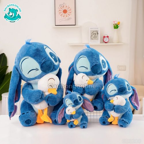 Gấu Bông Stitch Xanh Ôm Vịt