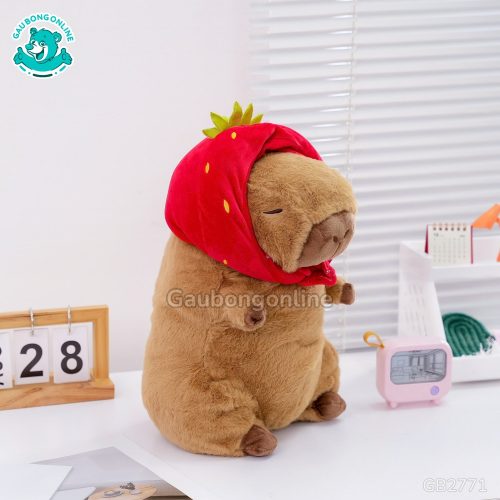 Gối Chăn Mềm Capybara Đội Mũ