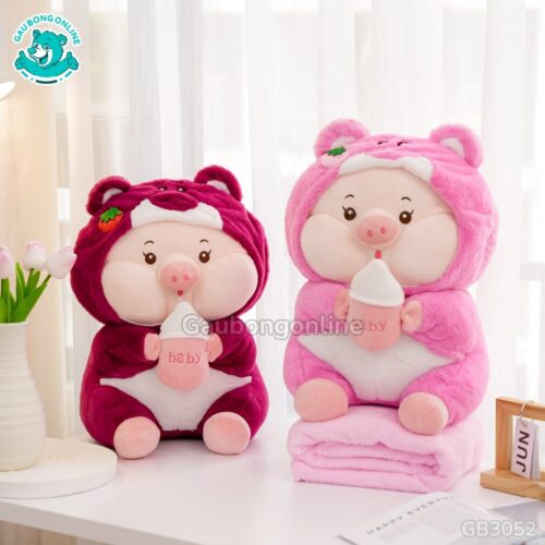 Gối Chăn Mền Heo Lotso Ôm Bình Sữa