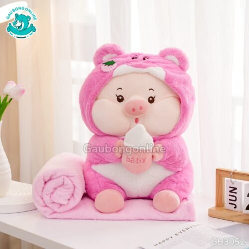 Gối Chăn Mền Heo Lotso Ôm Bình Sữa
