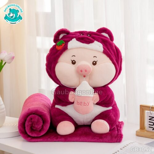 Gối Chăn Mền Heo Lotso Ôm Bình Sữa