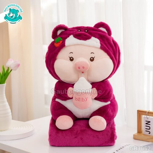 Gối Chăn Mền Heo Lotso Ôm Bình Sữa