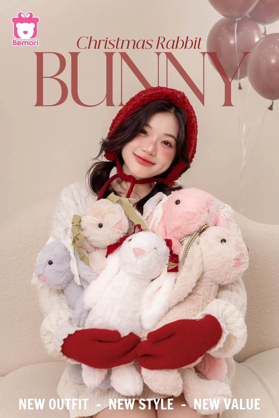 Thỏ Bunny tai dài với chiếc nơ xinh xắn