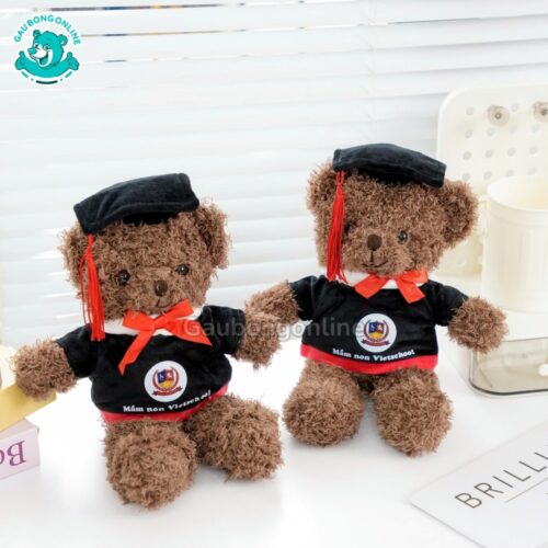 Gấu Bông Head Tales Tốt Nghiệp Nâu In Logo