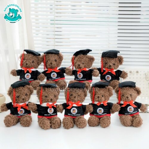Gấu Bông Head Tales Tốt Nghiệp Nâu In Logo