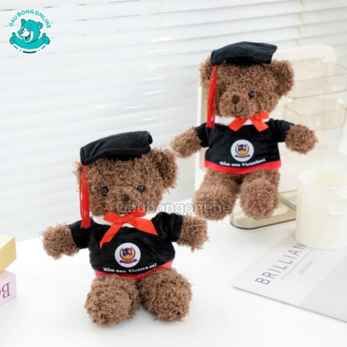 Gấu Bông Head Tales Tốt Nghiệp Nâu In Logo