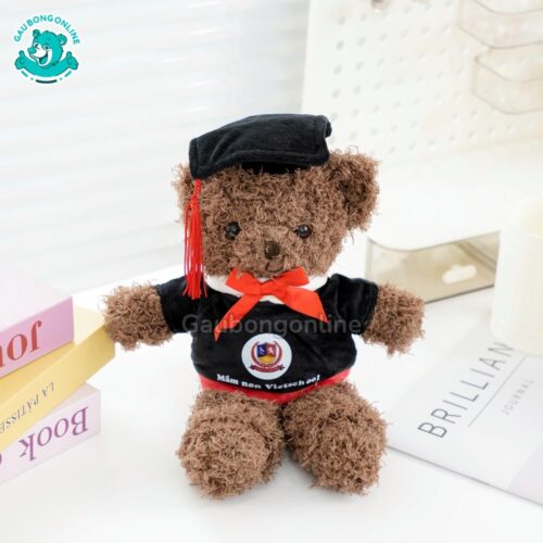 Gấu Bông Head Tales Tốt Nghiệp Nâu In Logo