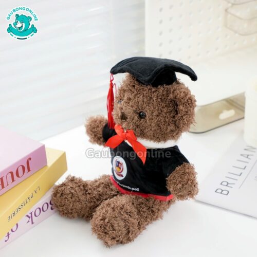 Gấu Bông Head Tales Tốt Nghiệp Nâu In Logo