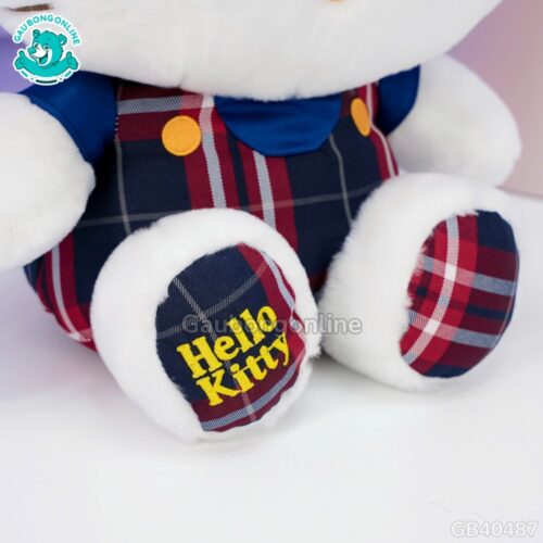 Gấu Bông Hello Kitty Yếm Váy Caro