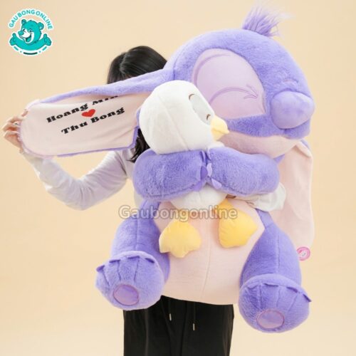 Gấu Bông Stitch Ôm Vịt In Tên