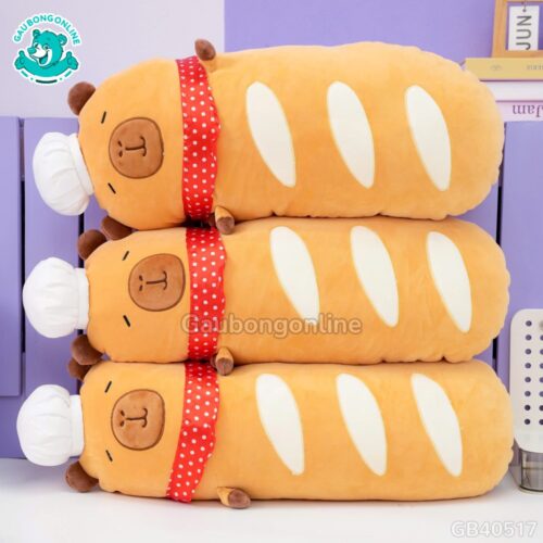 Gấu Bông Capybara Bánh Mì Pháp Quàng Khăn Đỏ