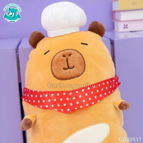 Gấu Bông Capybara Bánh Mì Pháp Quàng Khăn Đỏ