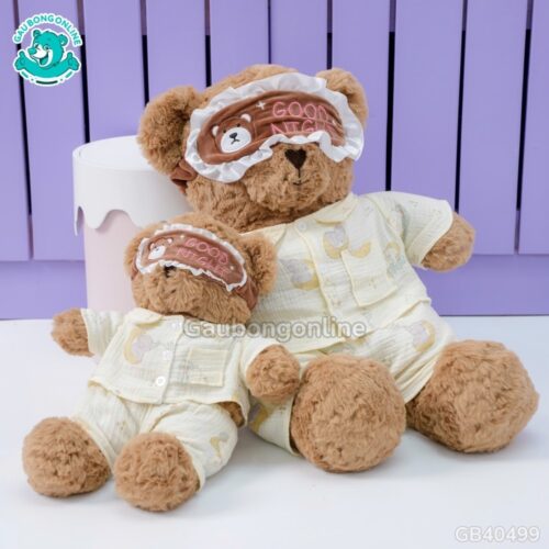 Gấu Bông Mặc Bộ Ngủ Bịt Mắt