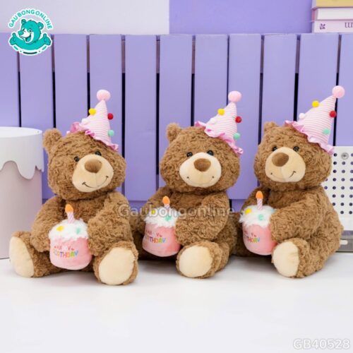 Gấu Bông Lazy Ôm Bánh Sinh Nhật