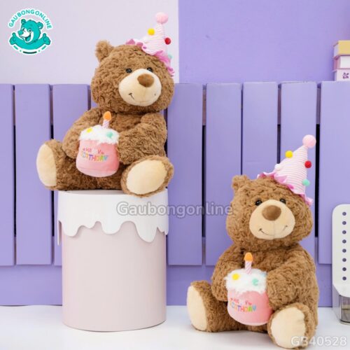 Gấu Bông Lazy Ôm Bánh Sinh Nhật