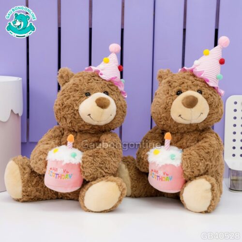 Gấu Bông Lazy Ôm Bánh Sinh Nhật